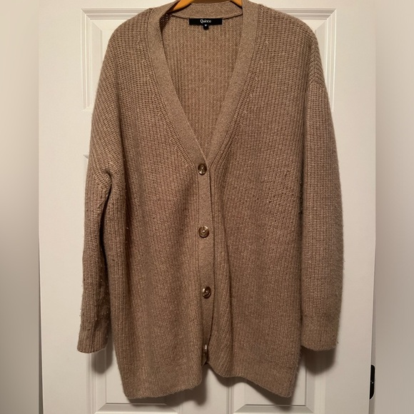 QUINCE Mongolian Cashmere Fisherman Cropped Cardigan Sweater size medium - Picture 1 of 5